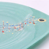 Grande assiette ou plat en verre vert I Artisanat portugais Assiette ou plat en verre "Marinha Grande" 38cm - Verte