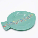 Grande assiette ou plat en verre vert I Artisanat portugais Assiette ou plat en verre "Marinha Grande" 38cm - Verte