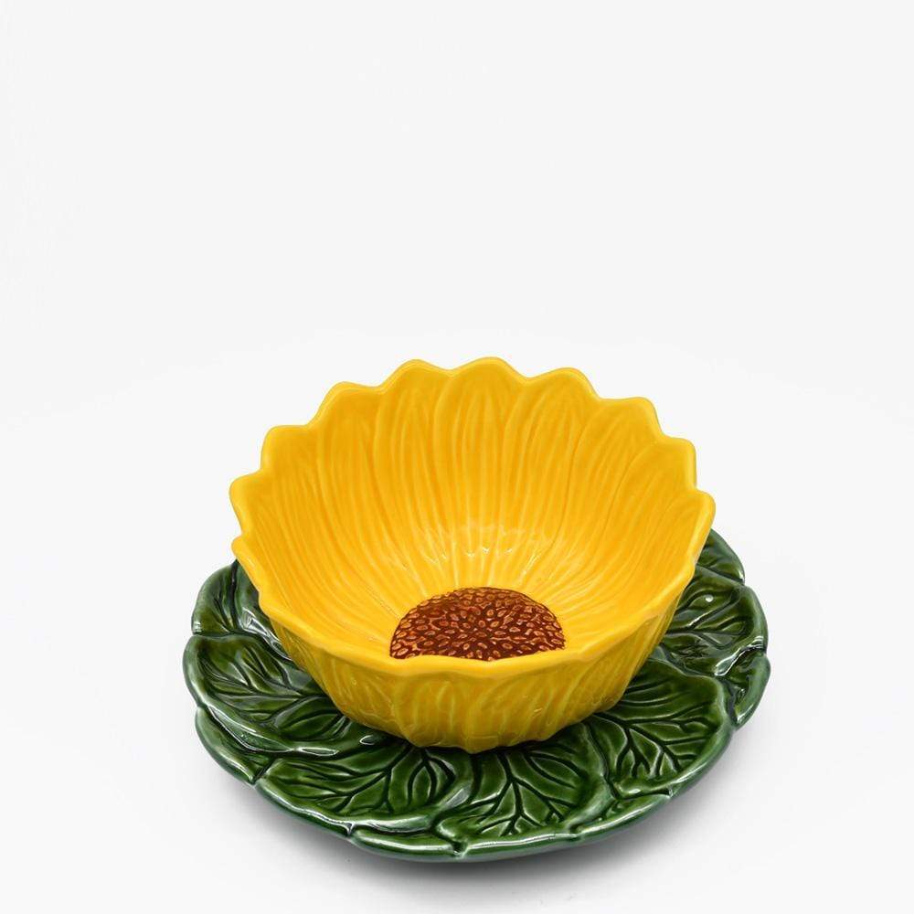 Bol & assiette en céramique en forme de Tournesol