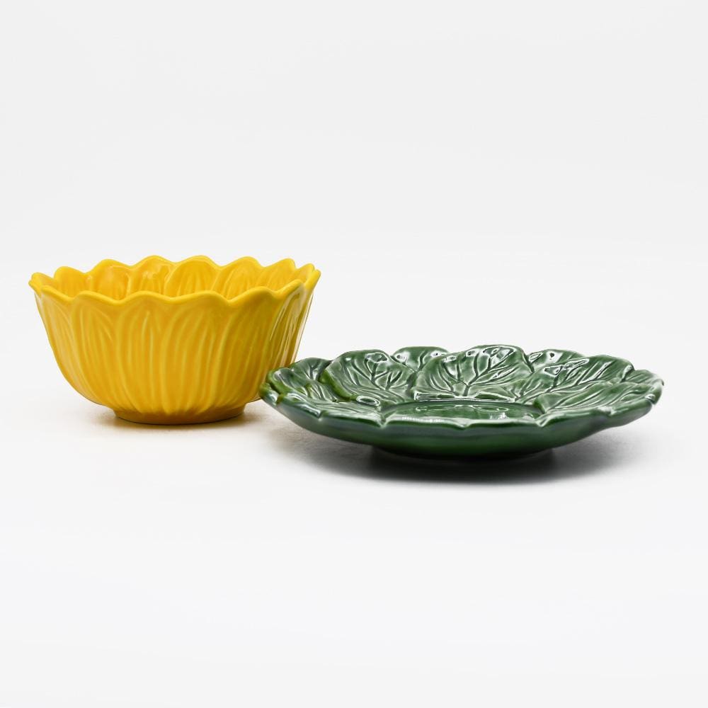 Bol & assiette en céramique en forme de Tournesol