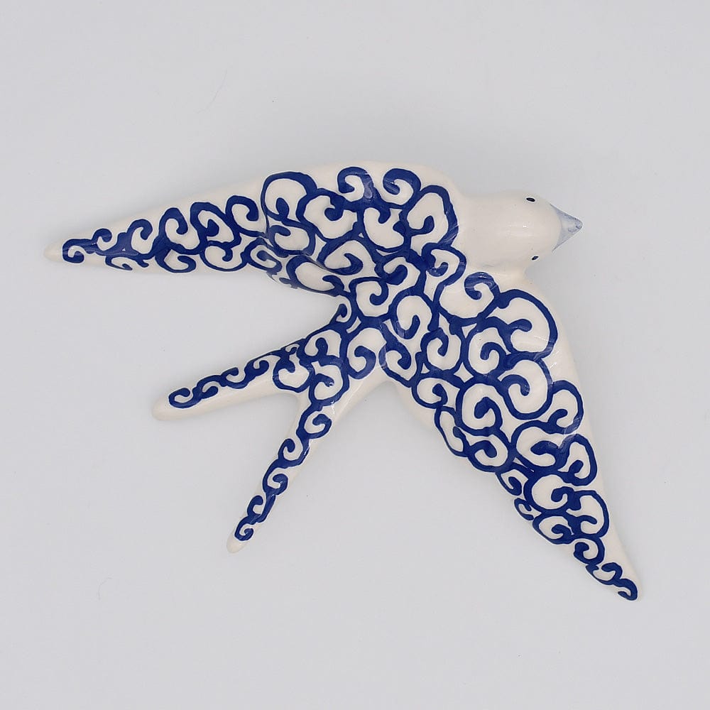 Hirondelle bleue stylisée en céramique I Artisanat portugais Hirondelle en céramique