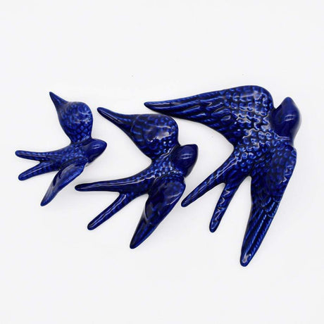 Traditional blue ceramic swallow