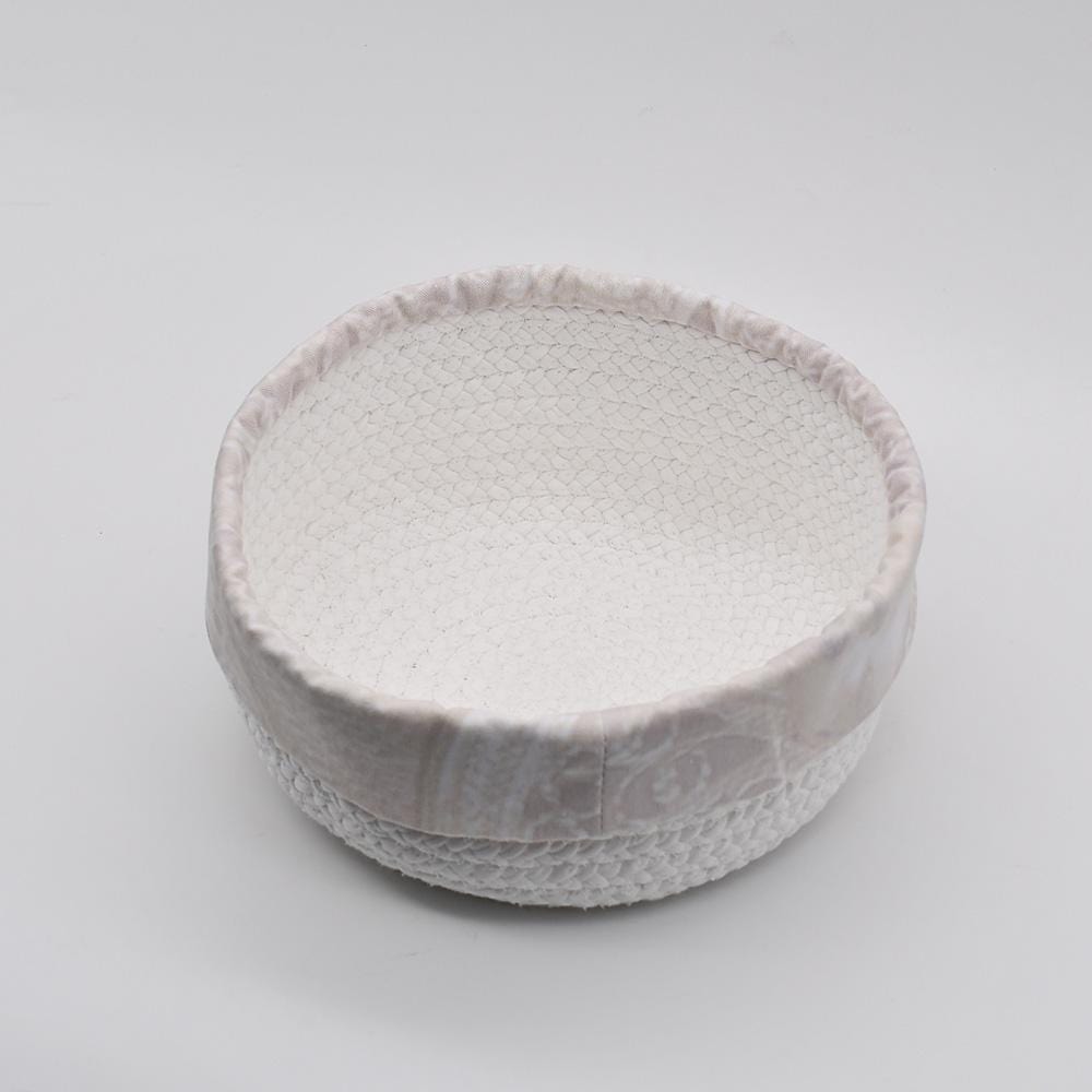 Panier en coton tressé blanc Coeur de Viana I Produit portugais Panier en coton - Blanc et beige