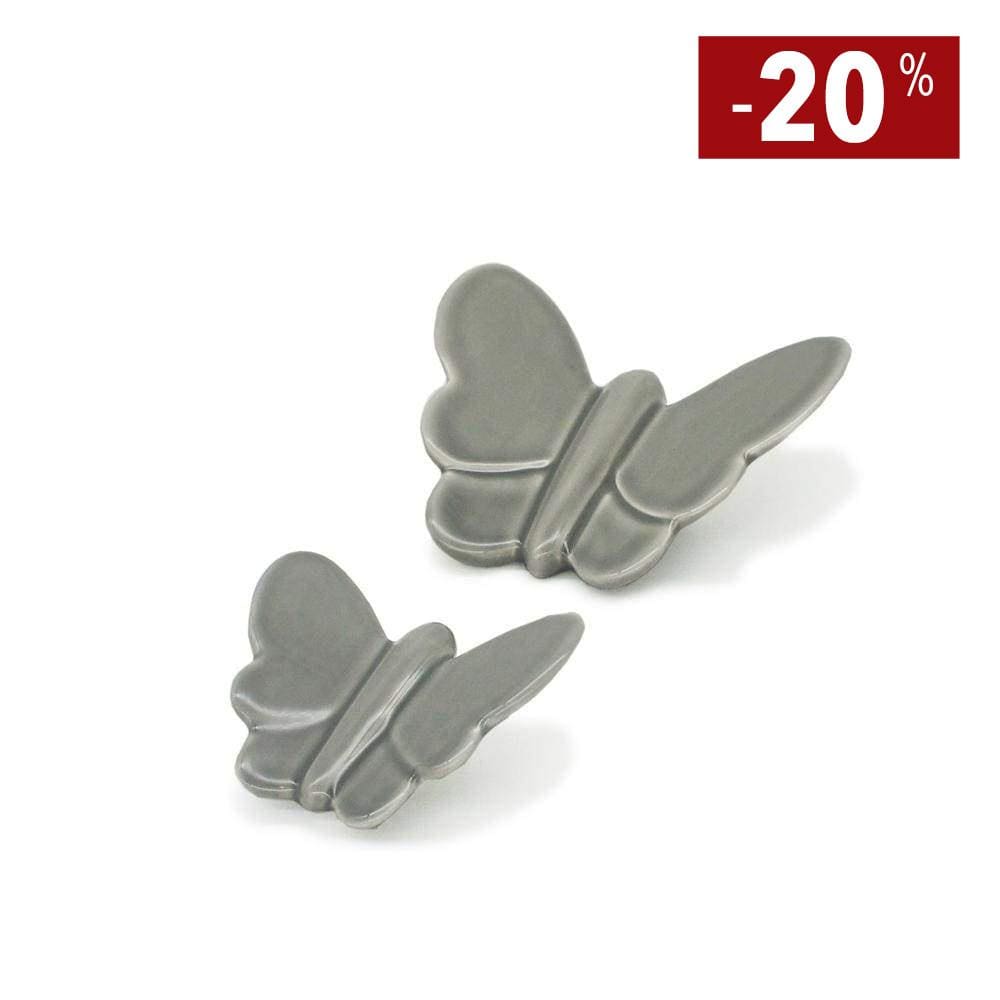 Papillon gris en céramique I Produit artisanal du Portugal Papillon en céramique gris