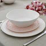 Petit saladier en céramique blanc I Motifs dentelles portugaises Saladier individuel "Carimbada" blanc - 19 cm