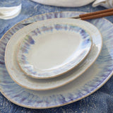 Petite assiette à pain bleue en grès I Vaisselle du Portugal Assiette en grès ovale "Água" 12cm