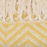 Plaid à franges en coton motifs chevrons jaune paille Plaid "chevrons" à franges en coton 200X135 - Jaune paille