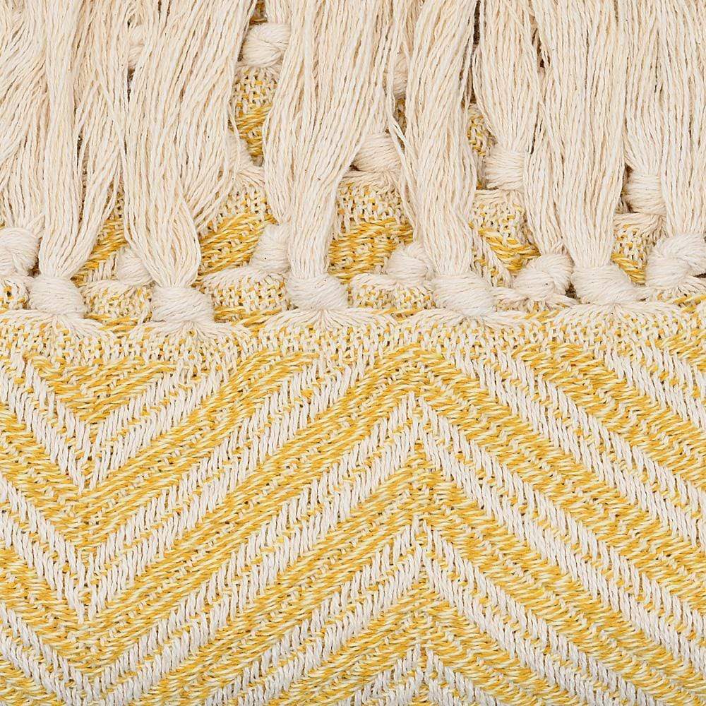 Plaid à franges en coton motifs chevrons jaune paille Plaid "chevrons" à franges en coton 200X135 - Jaune paille