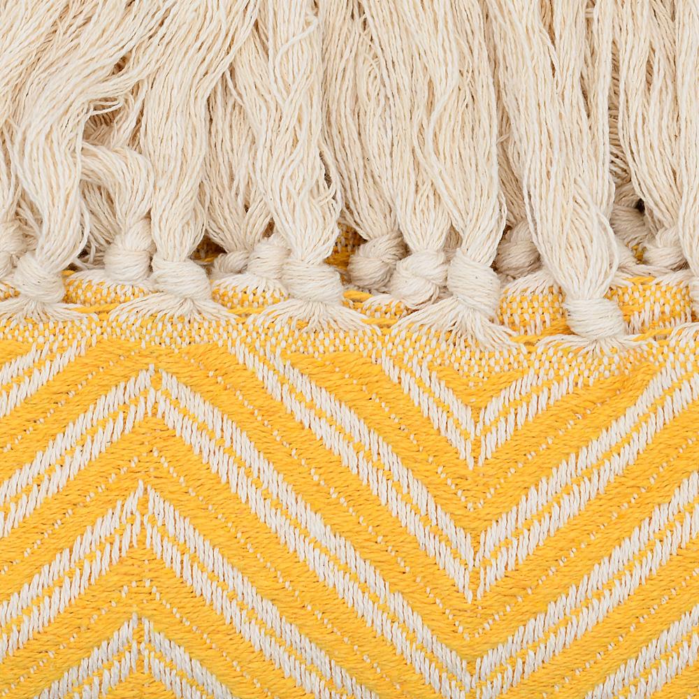 Plaid en coton aux couleurs vives I Artisanat du Portugal en ligne Plaid "chevrons" à franges en coton 200X135 - Jaune