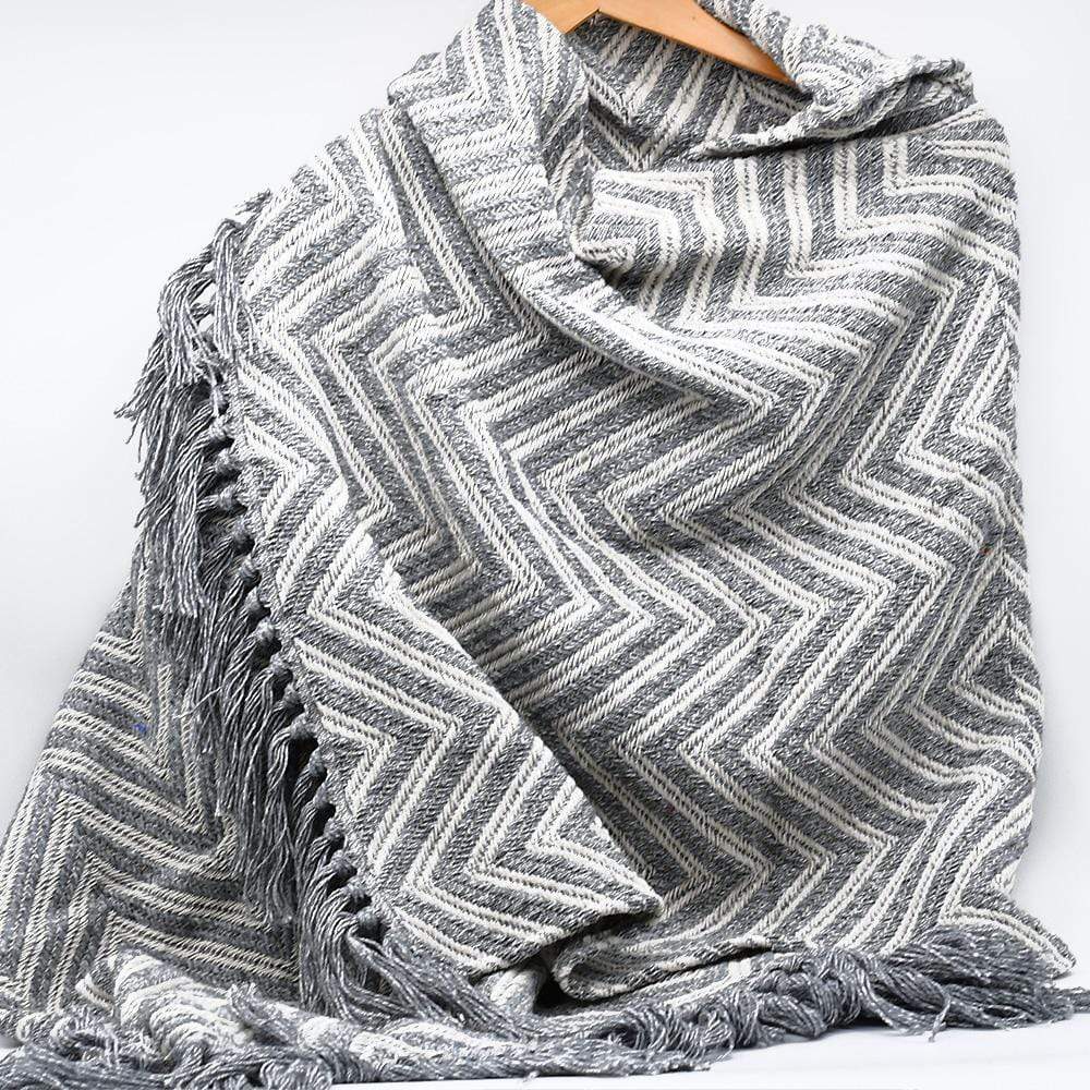 Plaid poncho en coton I Artisanat du Portugal en ligne Plaid poncho en coton Gris