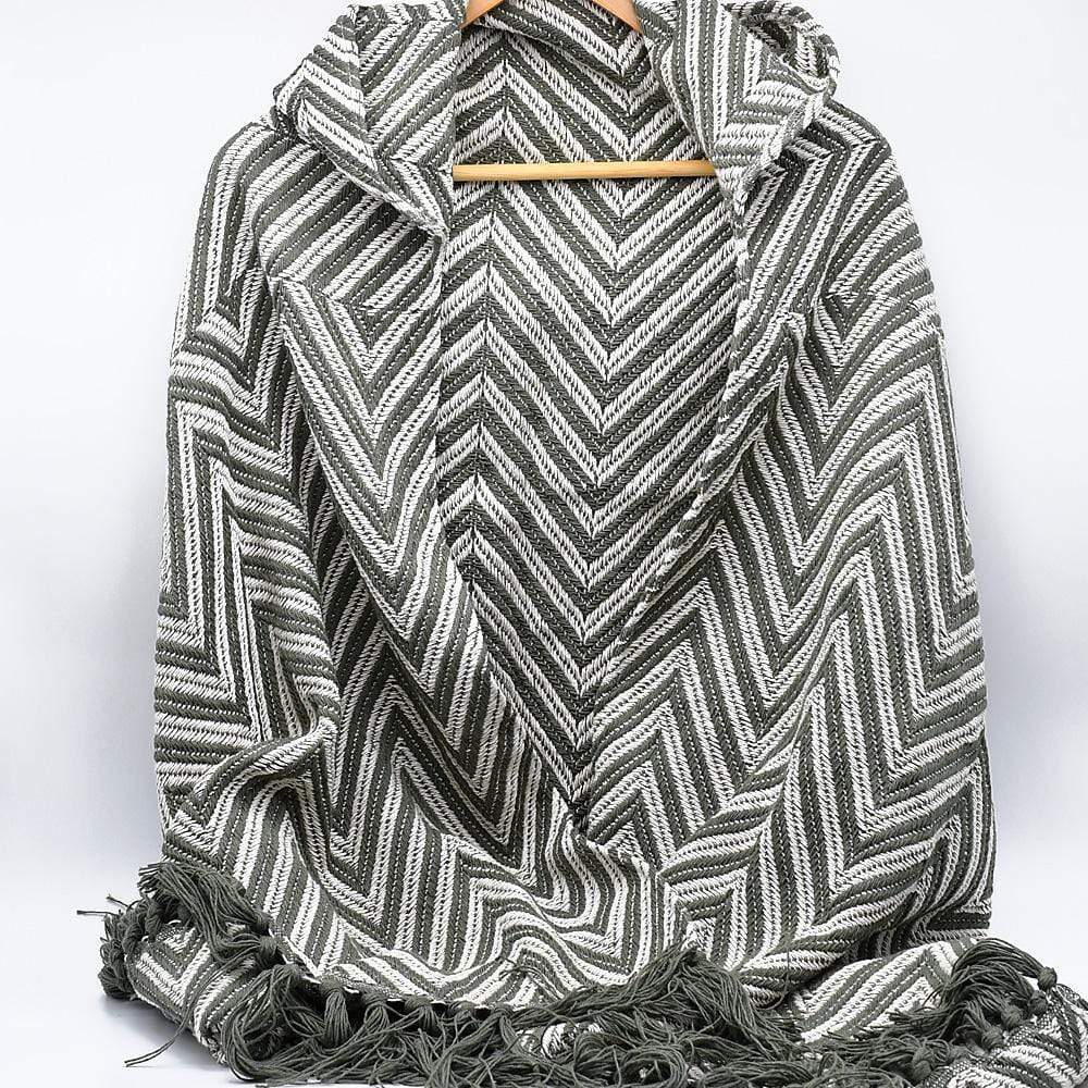 Plaid poncho en coton I Artisanat du Portugal en ligne Plaid poncho en coton Kaki