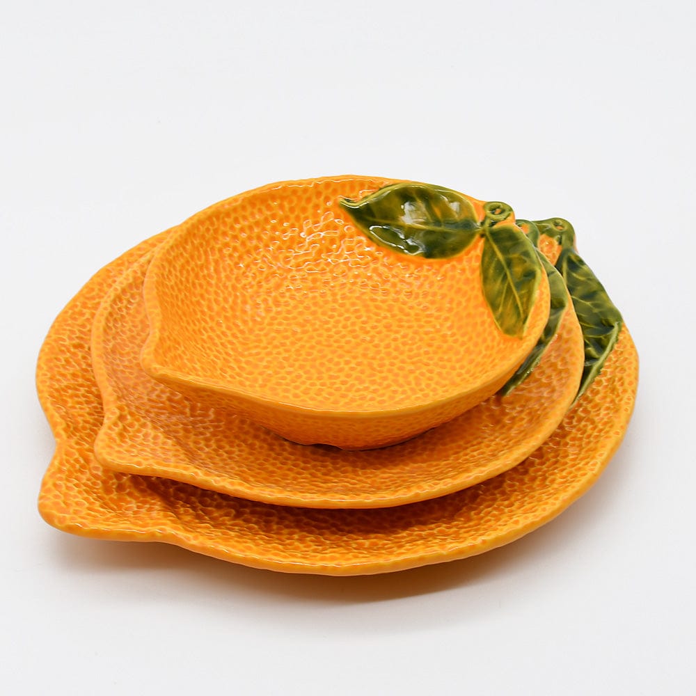 Plat creux en forme d'orange I Vaisselle artisanale du Portugal Assiette en céramique "Laranja" - 24cm