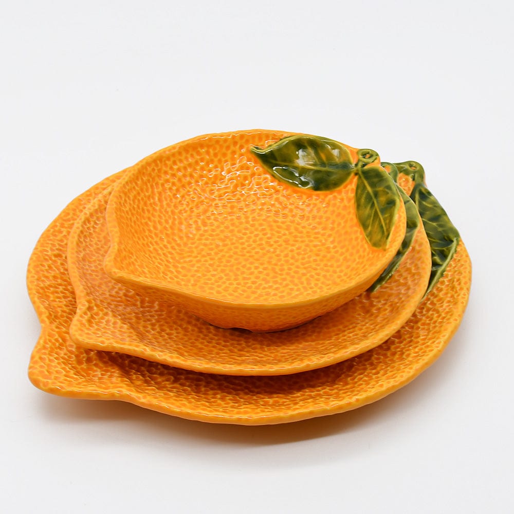 Plat creux en forme d'orange I Vaisselle artisanale du Portugal Assiette en céramique "Laranja" - 30cm
