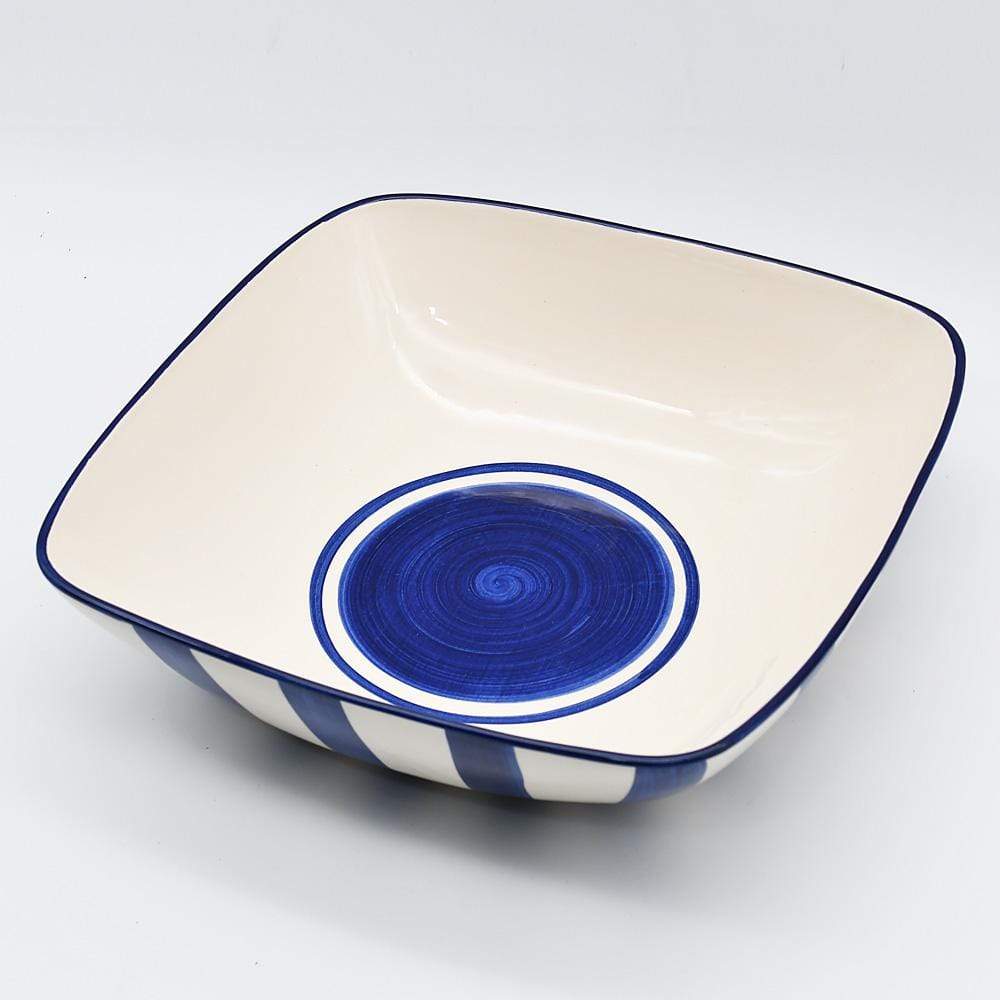Plat de service rayé jaune et blanc I Vaisselle du Portugal en ligne Saladier "Costa Nova Mar" - Bleu