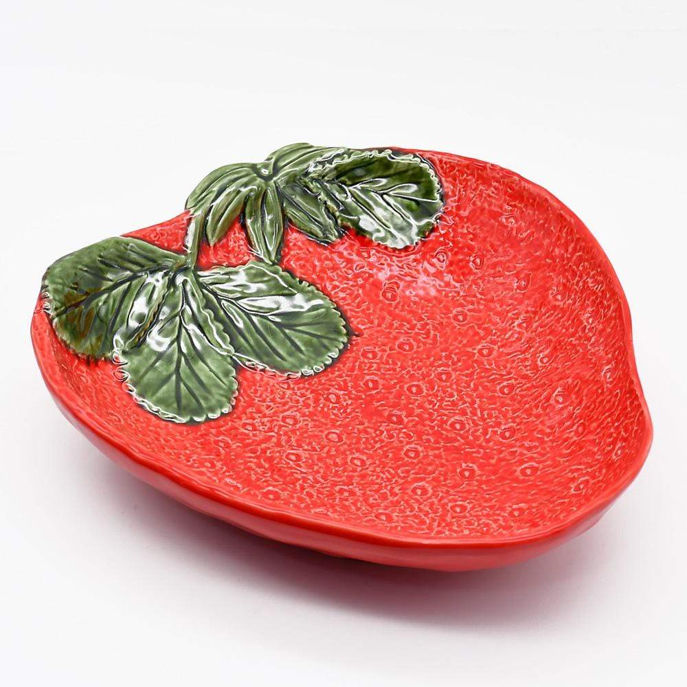 Plat en céramique en forme de fraise I Vaisselle artisanale du Portugal Plat creux en céramique "Morango" - 27cm