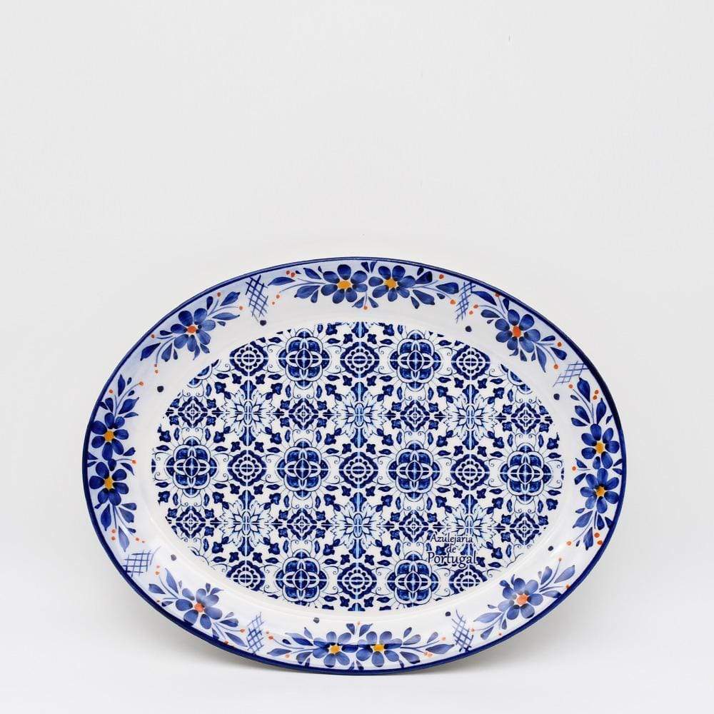 Plat en céramique traditionnel du Portugal  I Bleu 28cm Plat en céramique "Tradicional" Bleu - 28 cm