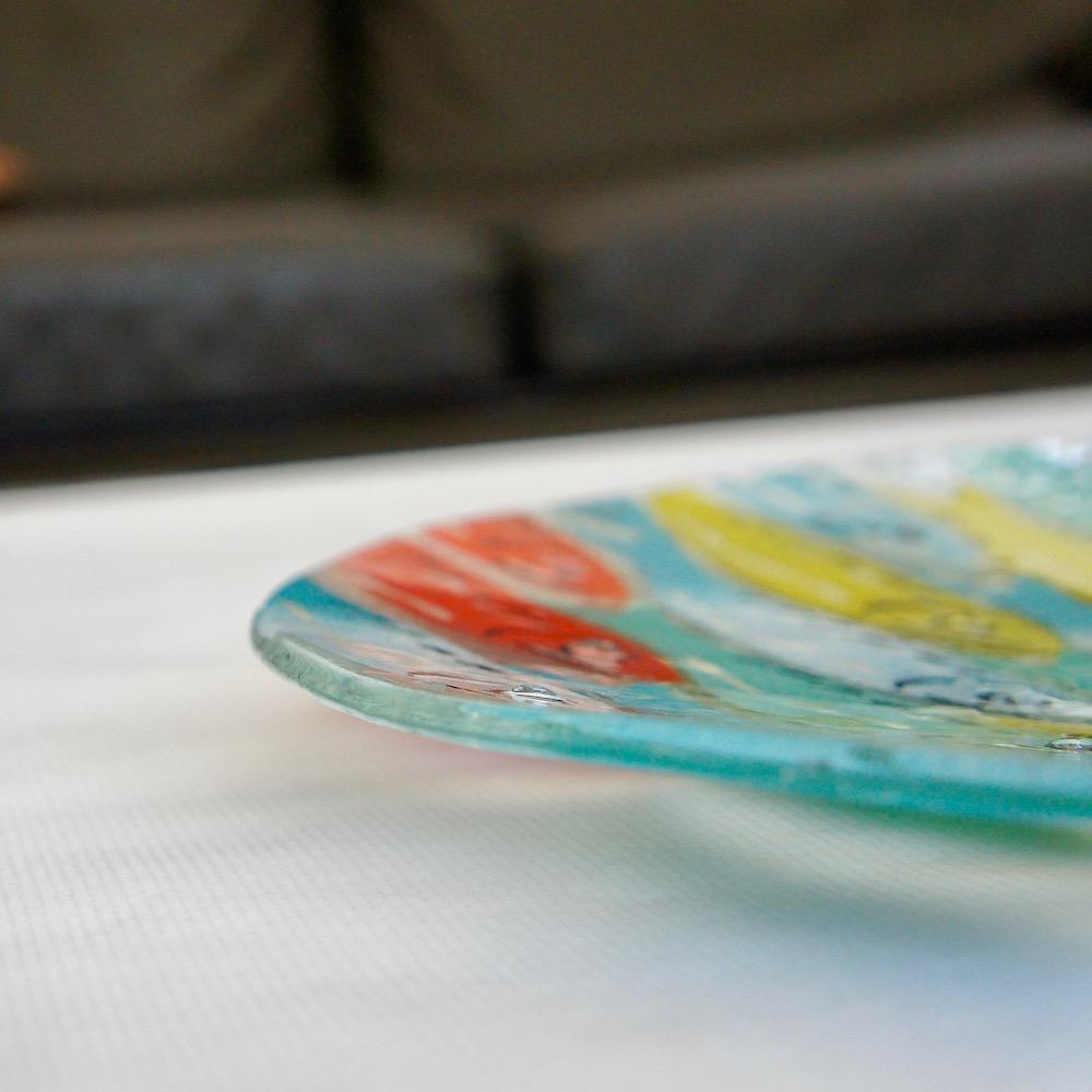 Grand plat en verre fusionné "Marinha Grande"