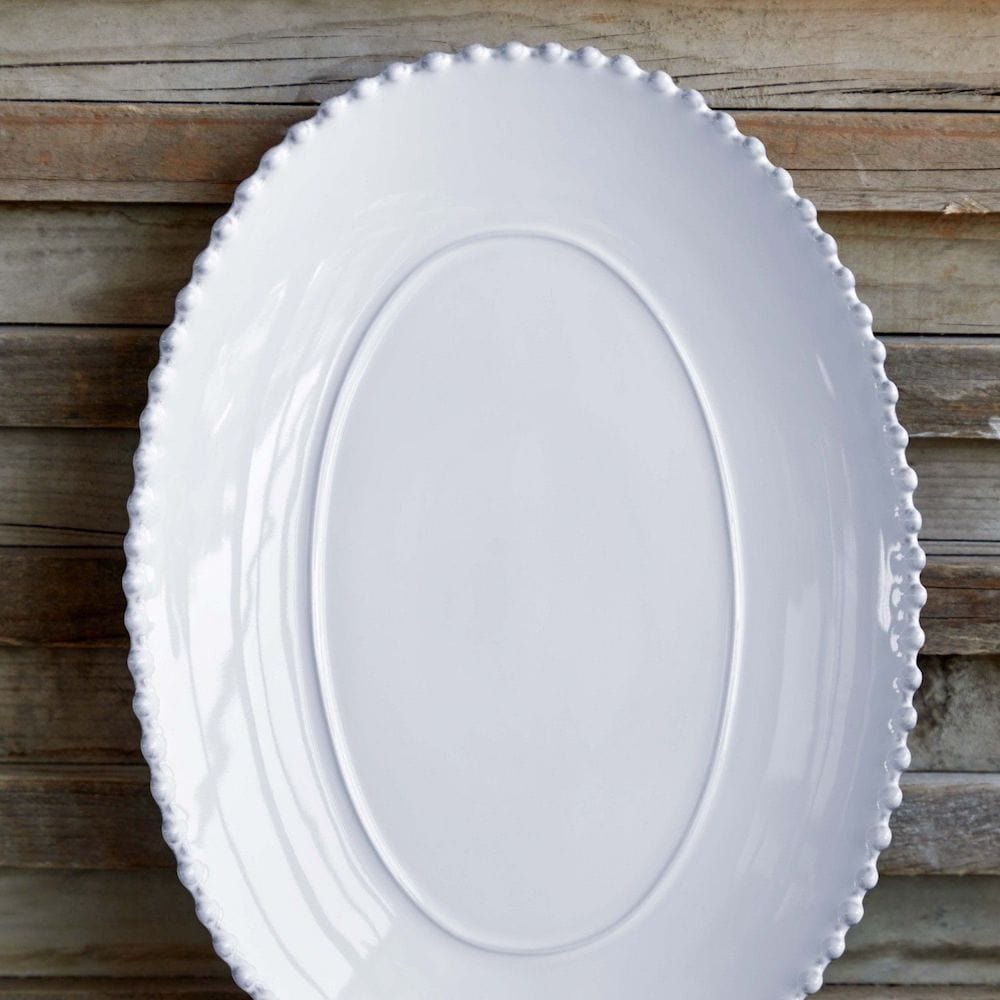 Plat ovale en grès 34cm I Vaisselle portugaise Plat ovale en grès "Pearl" - 34cm