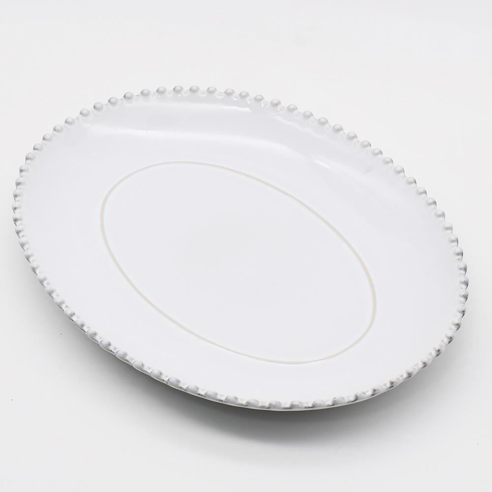 Plat ovale en grès 34cm I Vaisselle portugaise Plat ovale en grès "Pérola" - 34cm