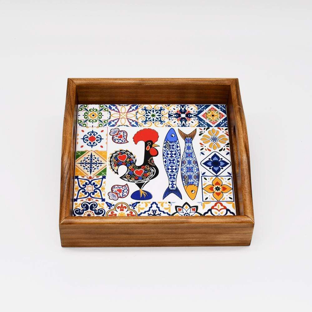 Plateau en bois et Azulejos - 17cm