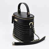 Sac à main carré en cuir et jonc rouge I Tendance portugaise Sac en cuir et jonc 20cm - Noir