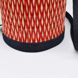 Sac bandoulière denim et jonc - Rouge
