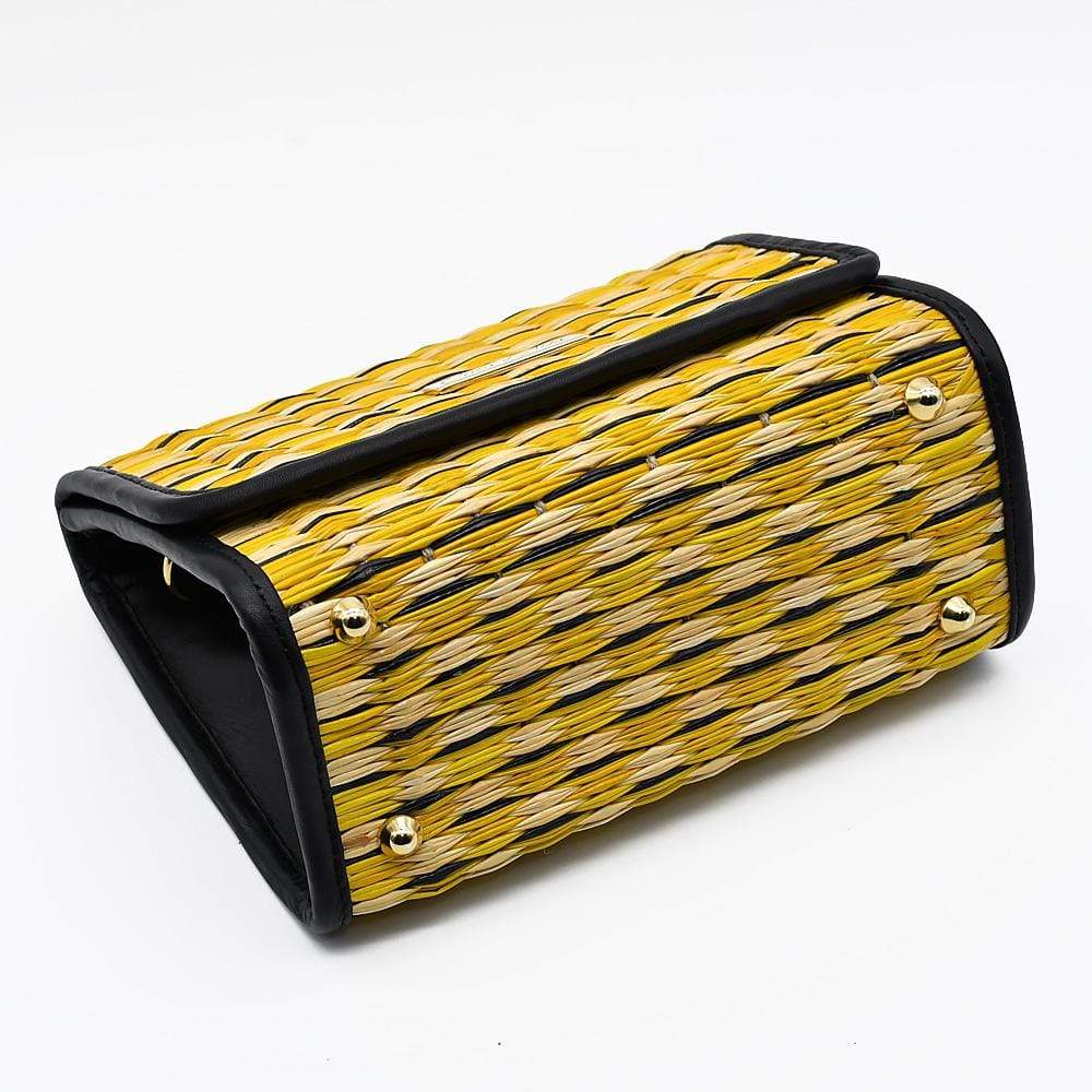 Sac à main en cuir et jonc noir I Tendance portugaise Sac en cuir et jonc