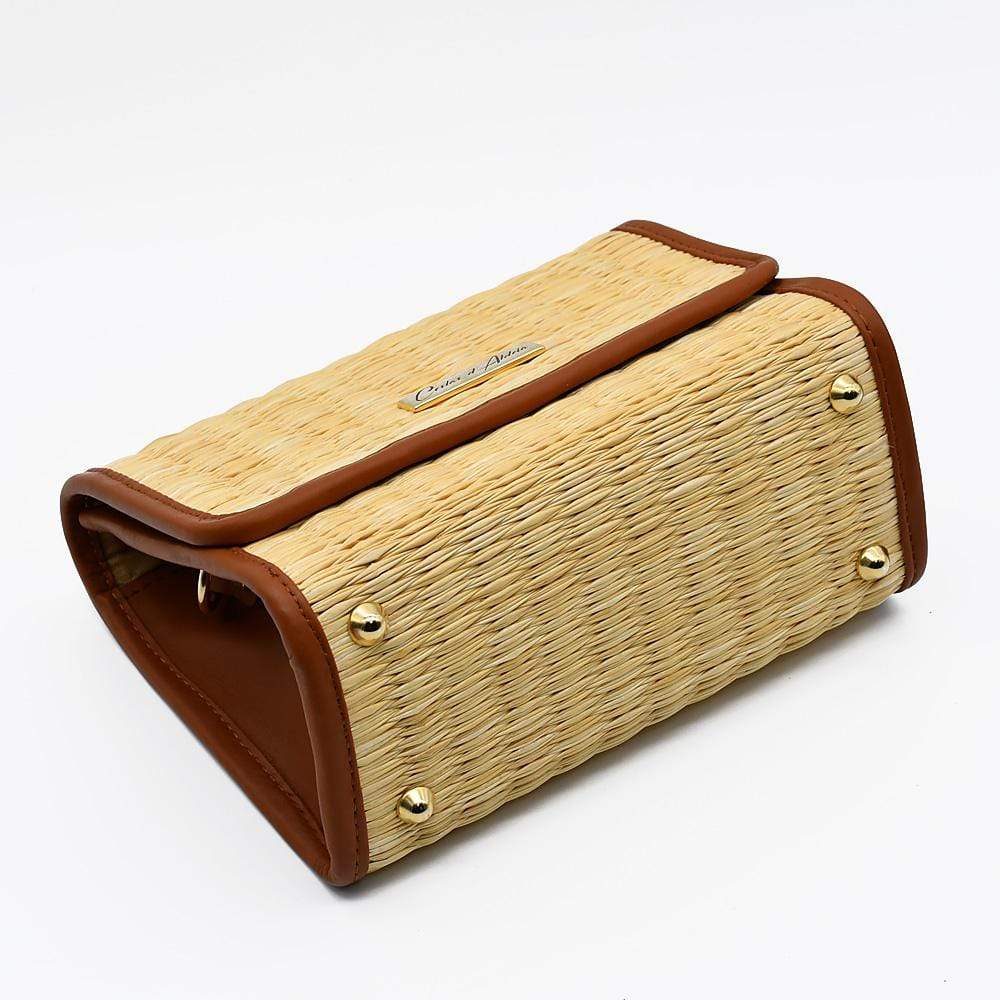 Sac à main en cuir et jonc noir I Tendance portugaise Sac en cuir et jonc