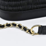 Sac à main ovale en cuir et jonc noir I Tendance portugaise Sac en cuir et jonc 22cm - Noir