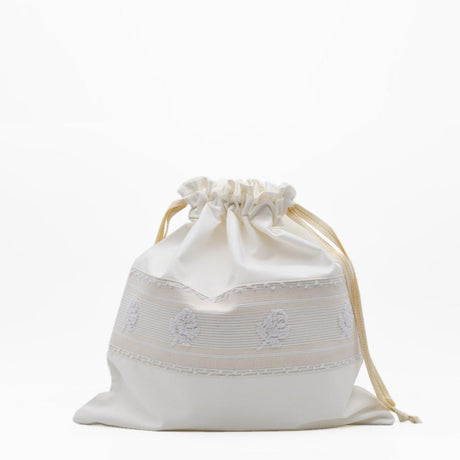 Sac à pain en lin brodé blanc