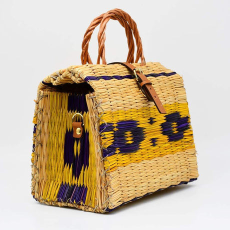 Sac cabas en osier (jonc) 26cm - Multicolore