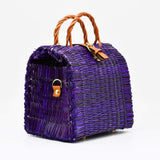 Sac cabas en jonc 22cm - Violet
