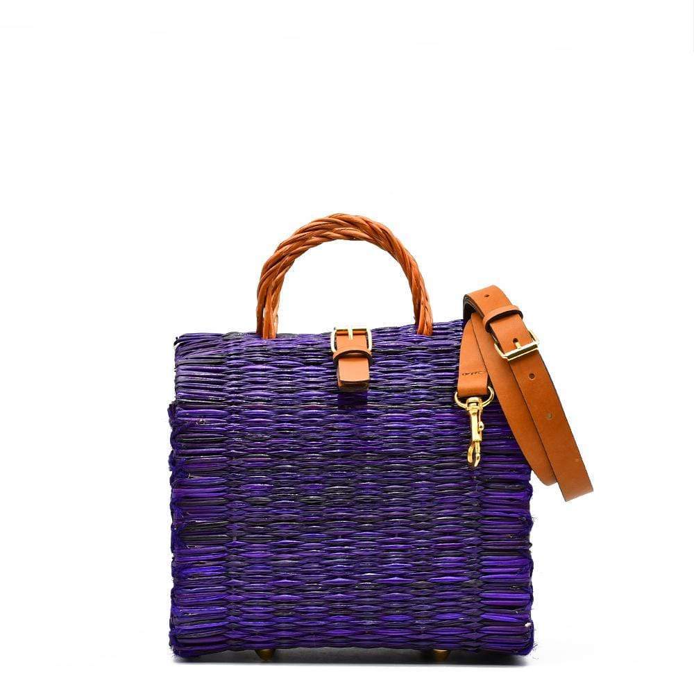 Sac cabas en jonc 22cm - Violet