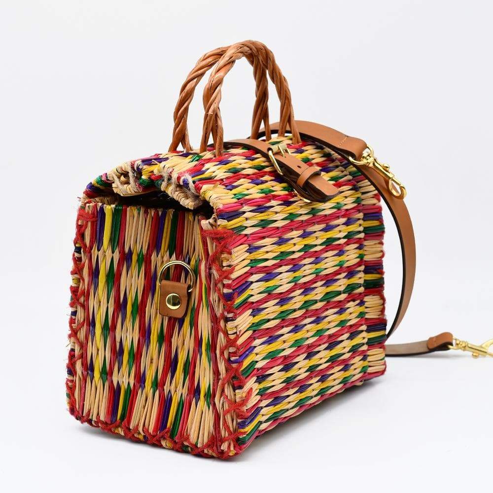 Sac cabas en osier (jonc) 22cm - Multicolore