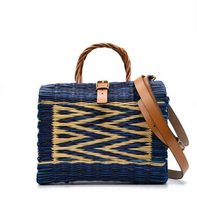 Sac cabas en jonc I Turquoise I Sac artisanal portugais Sac cabas en jonc 26cm - Turquoise