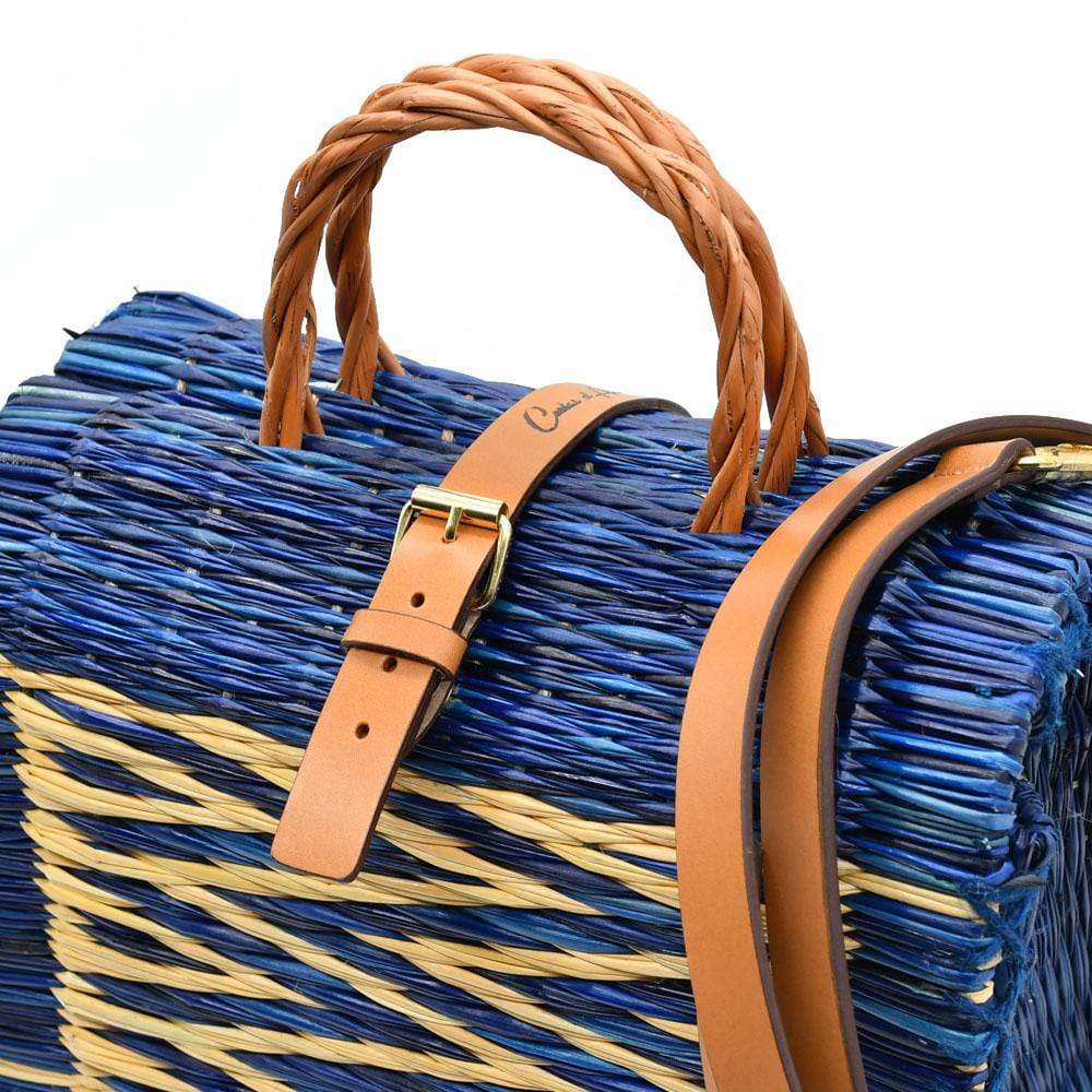 Sac cabas en jonc I Turquoise I Sac artisanal portugais Sac cabas en jonc 26cm - Turquoise