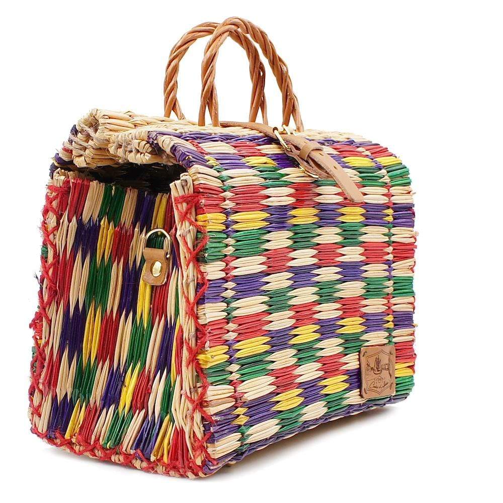 Sac cabas en jonc multicolore 30cm I Produit portugais Sac cabas en jonc 30cm - Multicolore