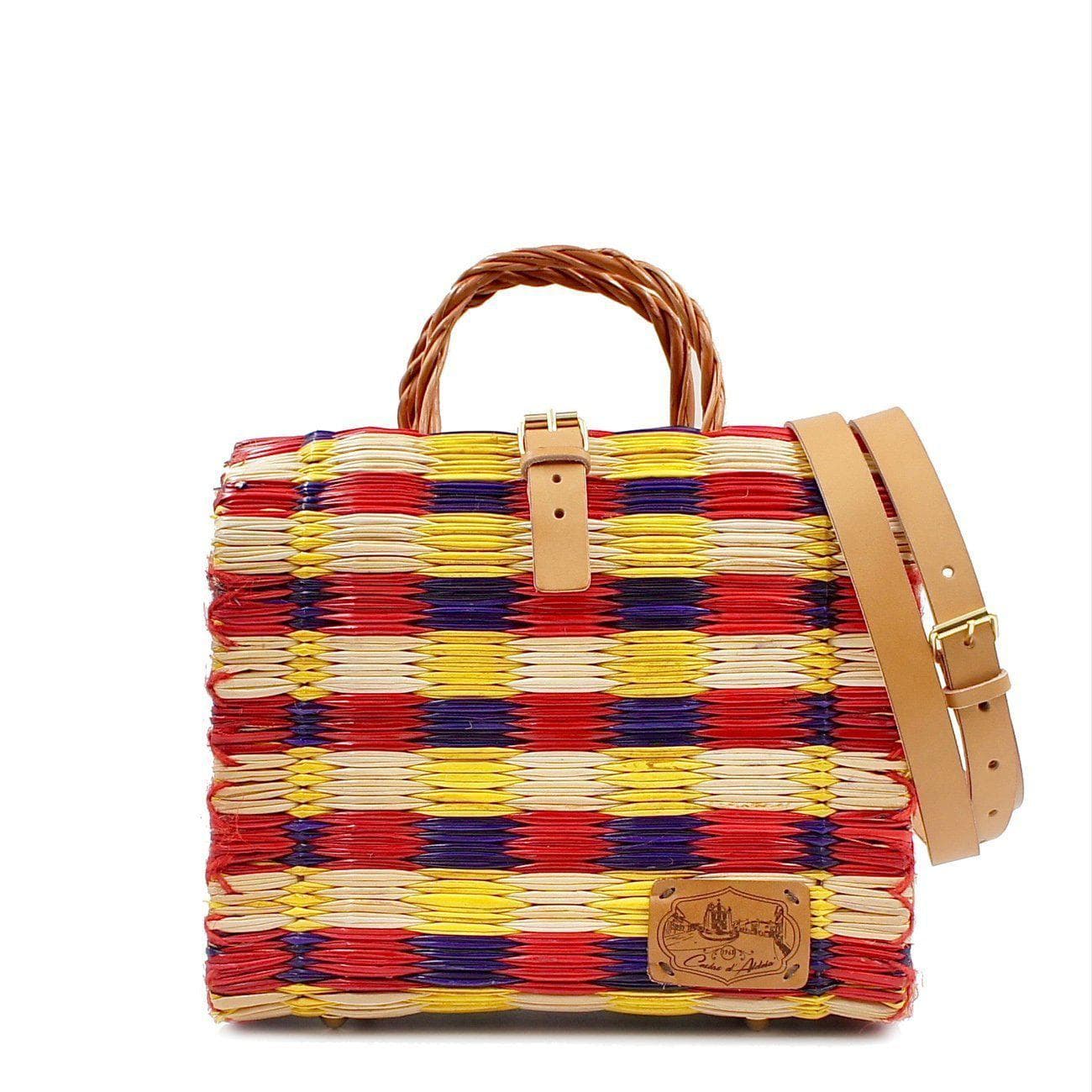 Sac cabas en jonc 26cm - Multicolore