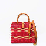 Sac cabas en jonc 22cm - Rouge