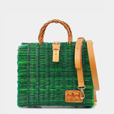 Sac cabas en jonc 26cm - Vert