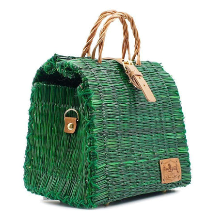 Sac cabas en jonc 26cm - Vert