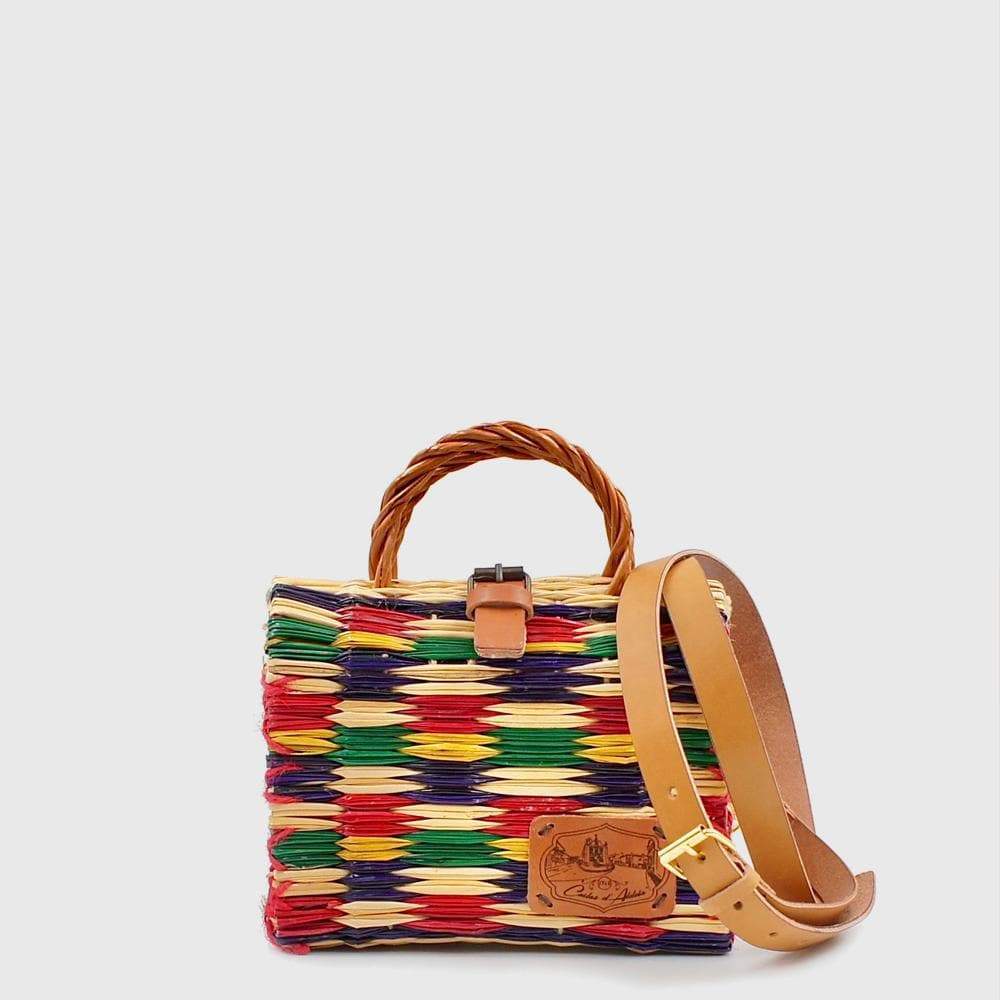 Sac cabas en osier (jonc) 18cm - Multicolore