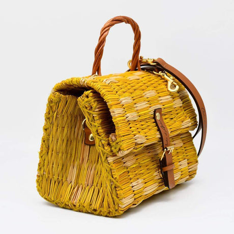 Sac cartable en jonc 22cm - Jaune