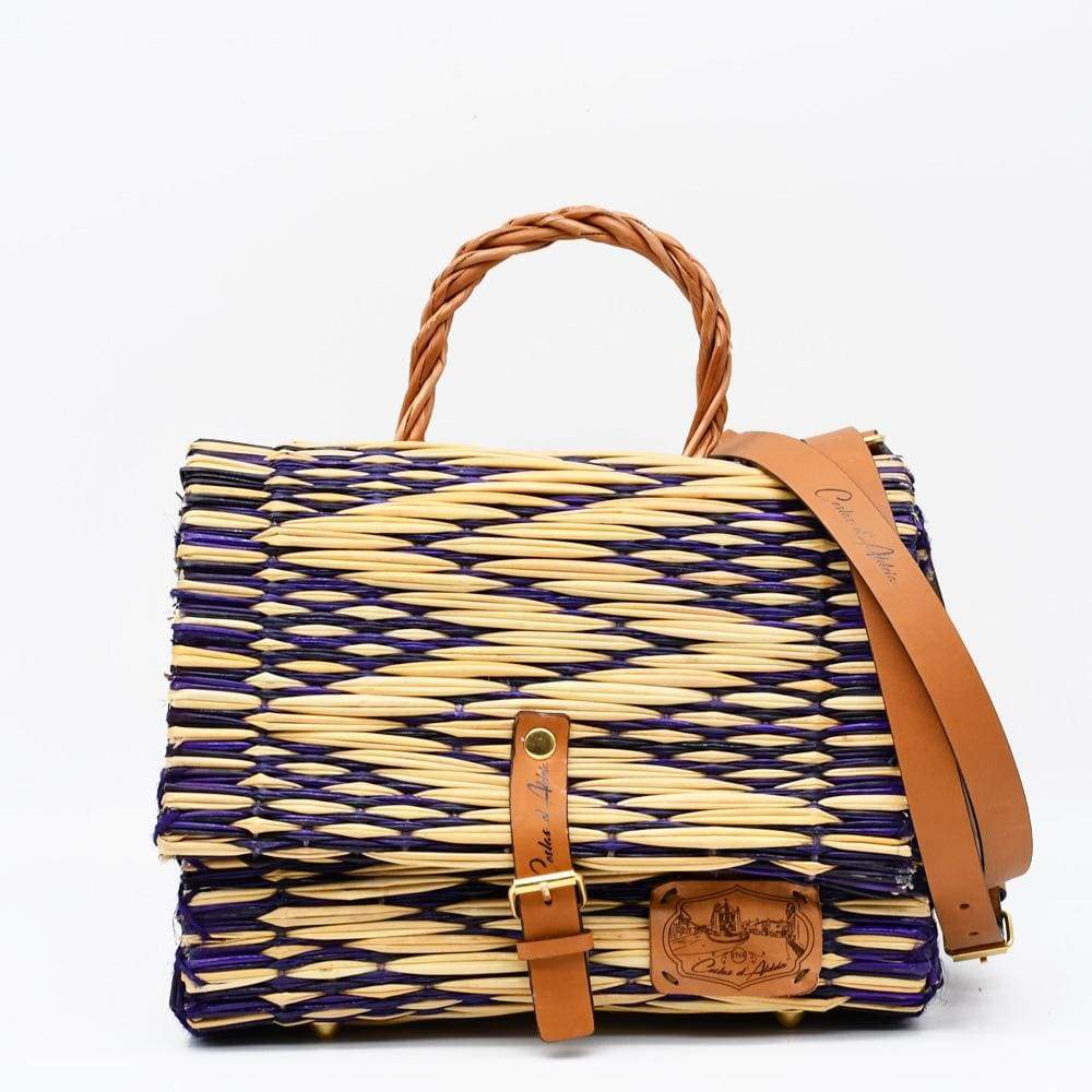 Reed Satchel Bag - 25cm - Purple & Natural