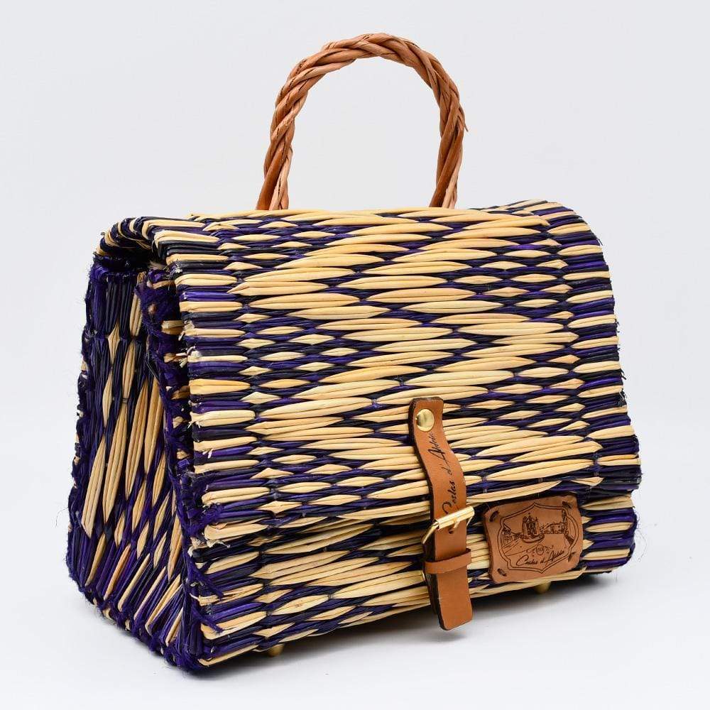 Reed Satchel Bag - 25cm - Purple & Natural