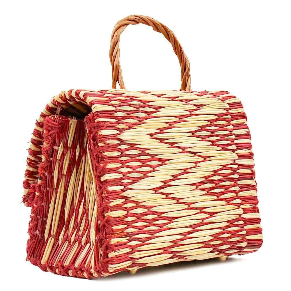 Reed Satchel Bag - 25cm - Red & Natural