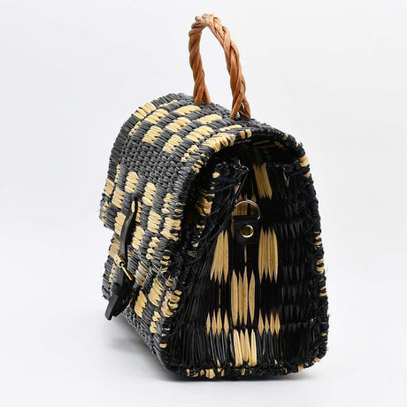 Sac cartable en jonc noir I Produit du Portugal Sac cartable en jonc 25cm - Noir