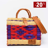 Sac cartable en jonc rouge I Produit du Portugal Sac cabas en jonc 26cm - Rouge & multicolore