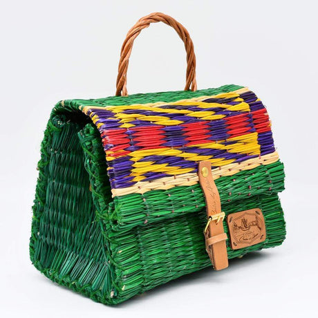 Reed Satchel Bag - 25cm - Geen & Multicolor