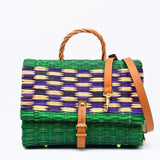 Sac cartable en jonc 30cm - Vert & violet